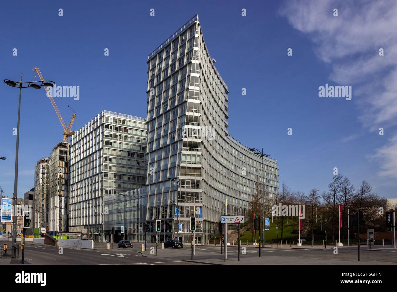Liverpool, UK: One Park West building, Strand Street. 17-Storey building designed by Cesar Pelli Stock Photo
