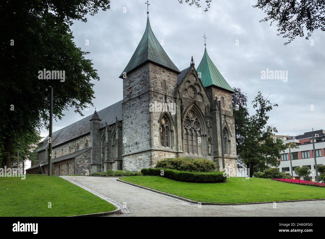 Stavanger, Norway: The Cathedral (Dormkirke), Kongsgata. 12th Century Romanesque design church. Stock Photo