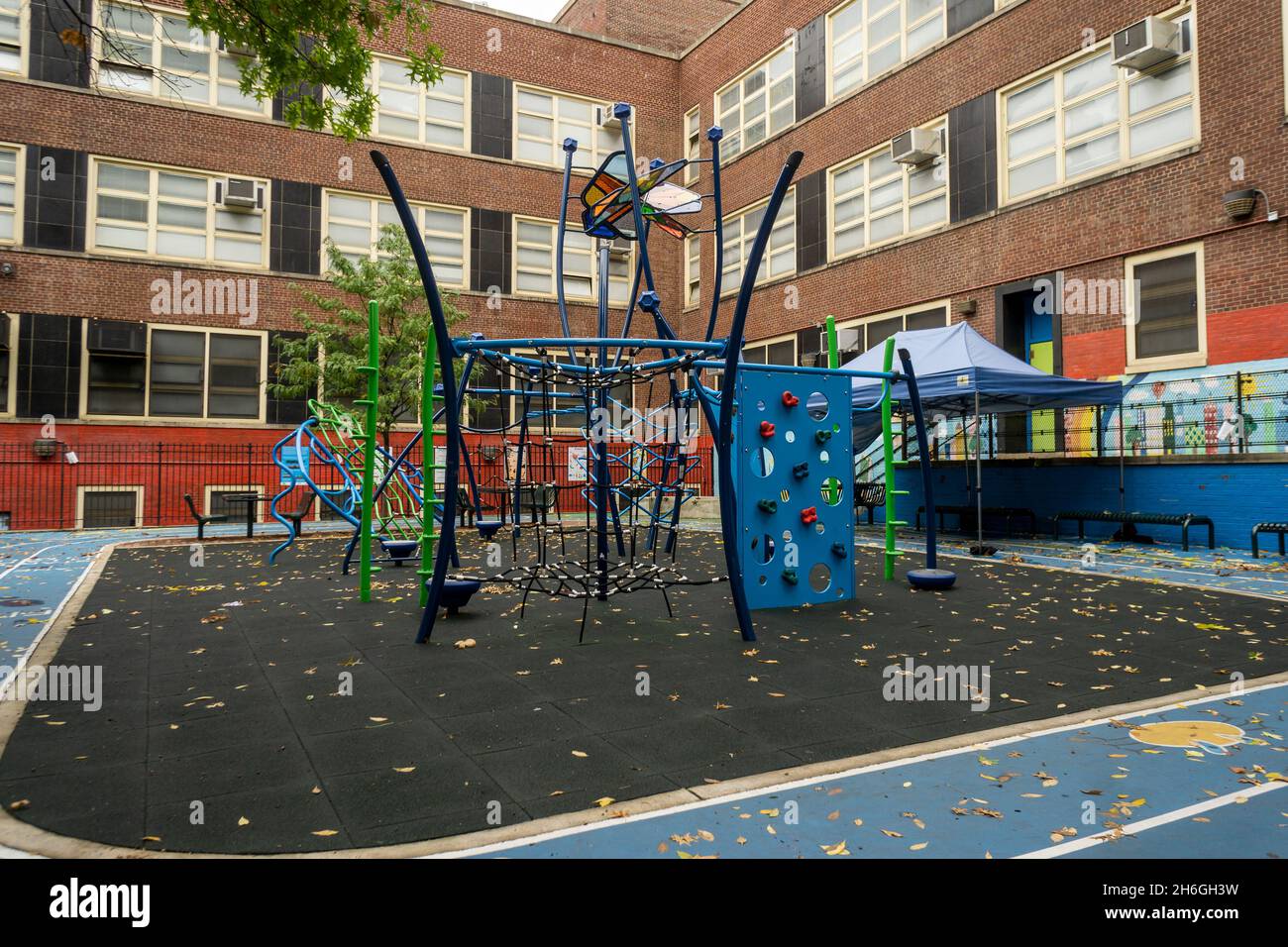 The empty  playground of PS33 in the Chelsea neighborhood of New York on Tuesday, October 26, 2021. (© Richard B. Levine) Stock Photo