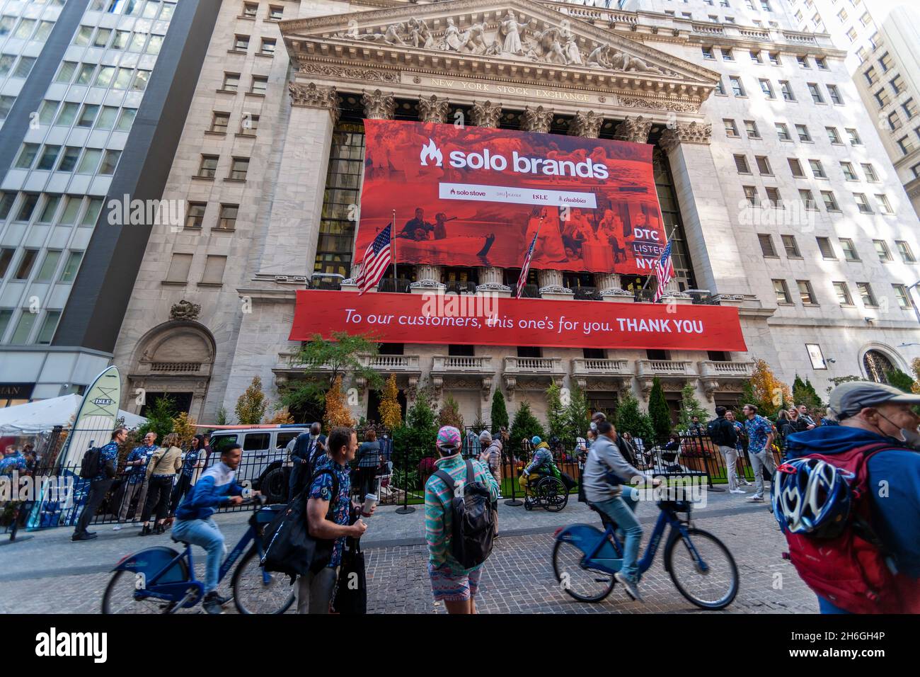 The New York Stock Exchange is decorated for the initial ...