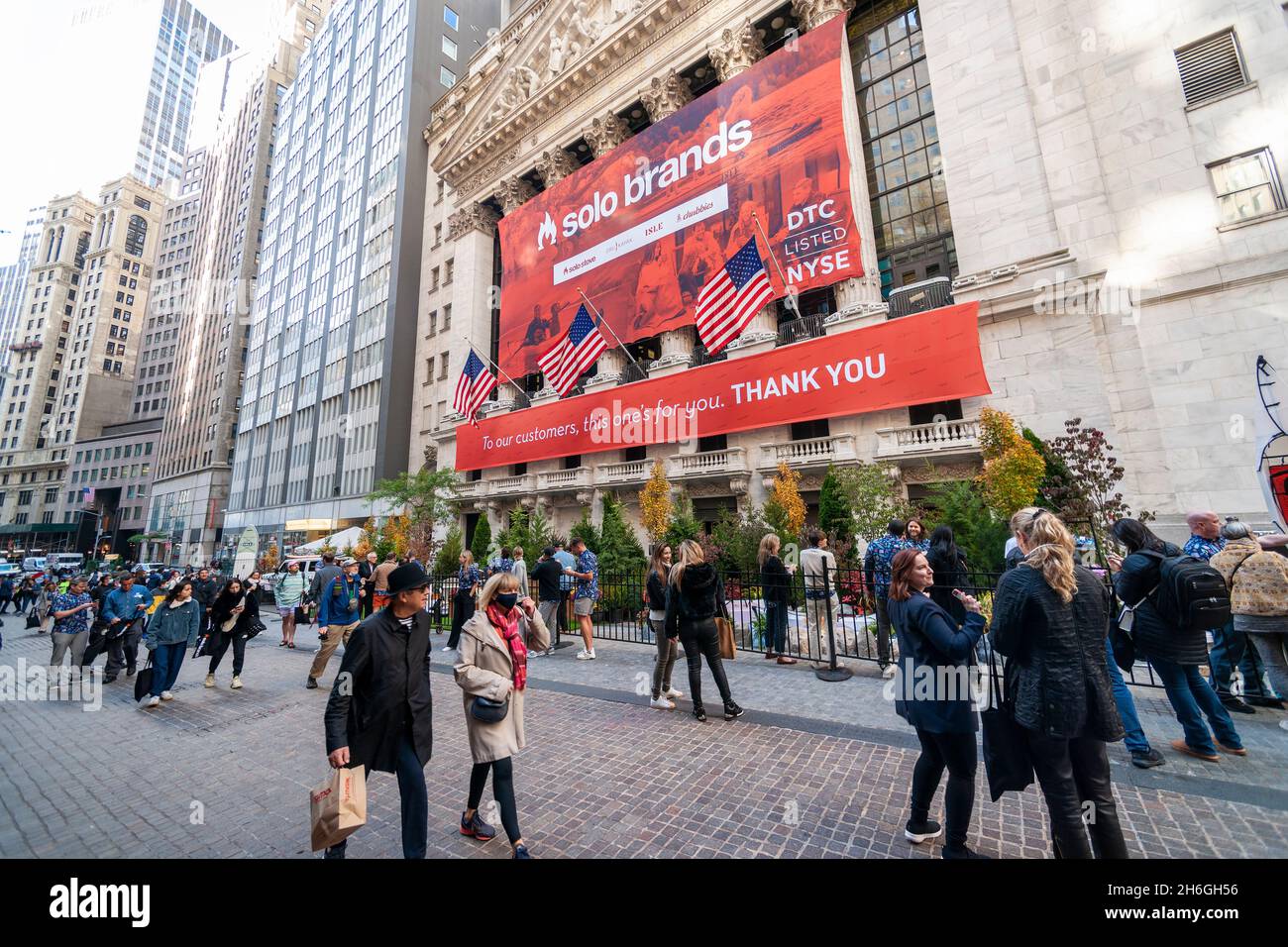 The New York Stock Exchange is decorated for the initial ...