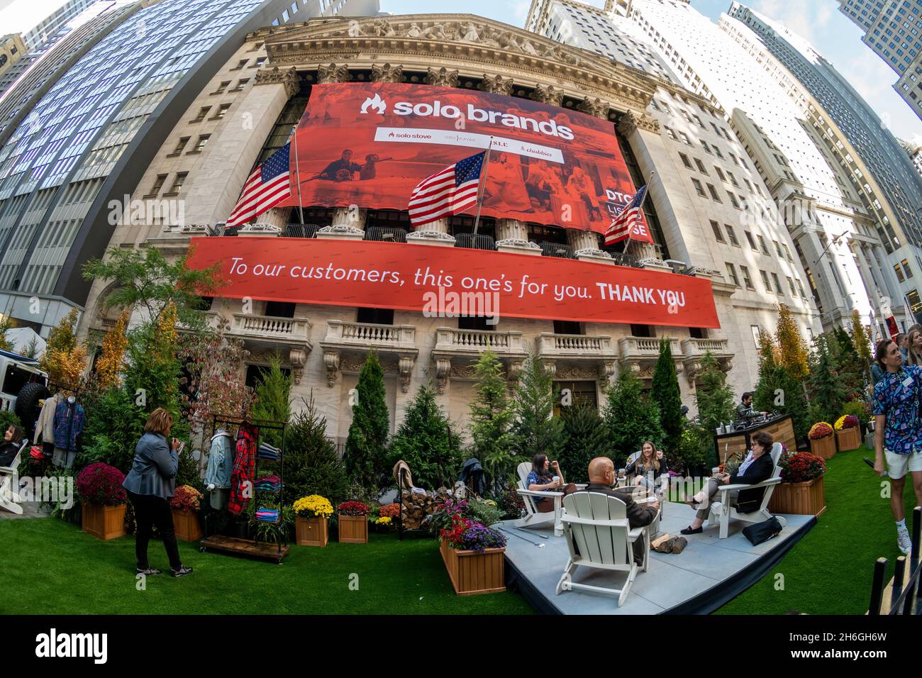 The New York Stock Exchange is decorated for the initial ...