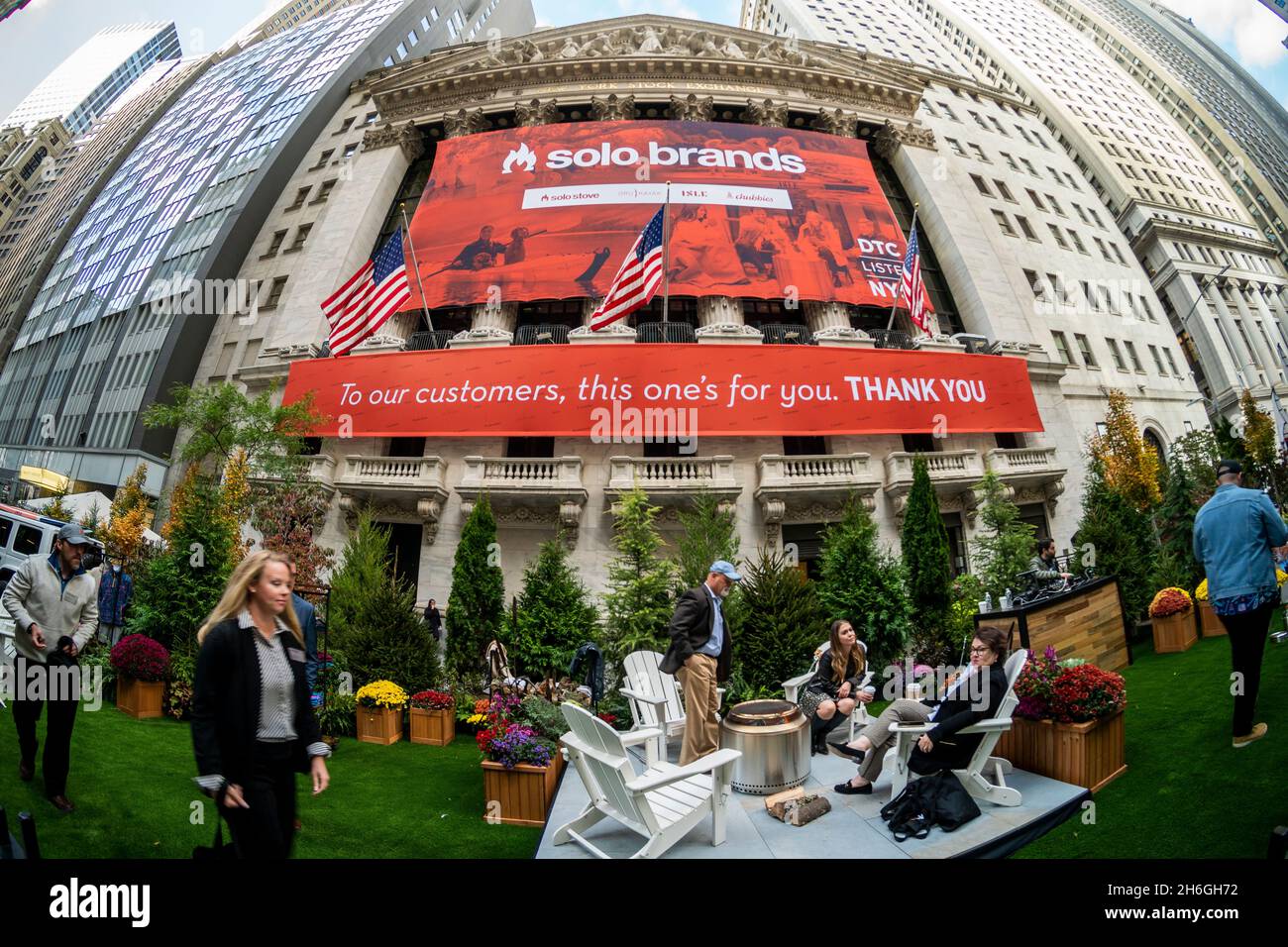 The New York Stock Exchange is decorated for the initial ...