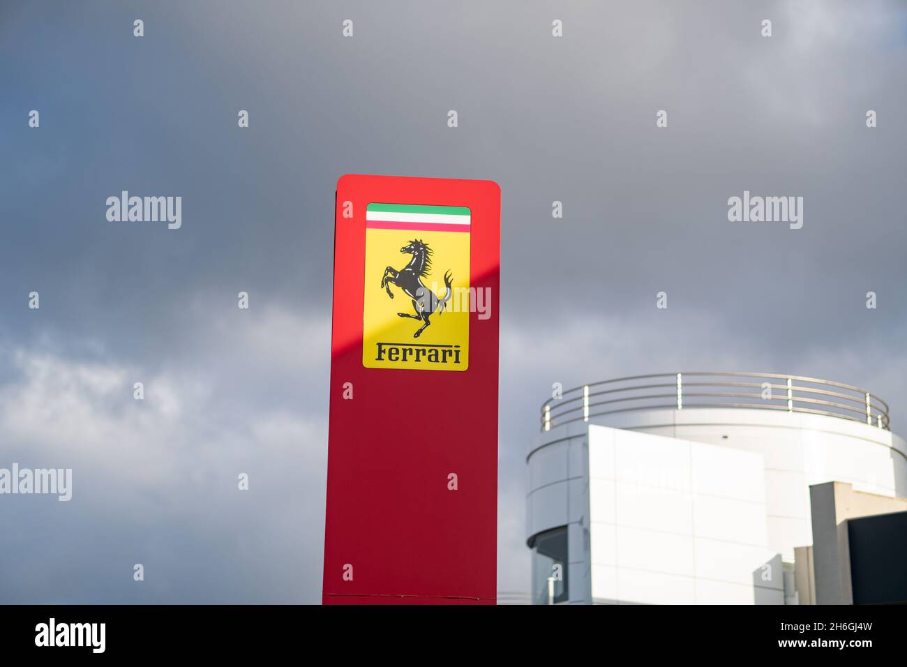 Ferrari sign of the sore in Auckland, New Zealand Stock Photo