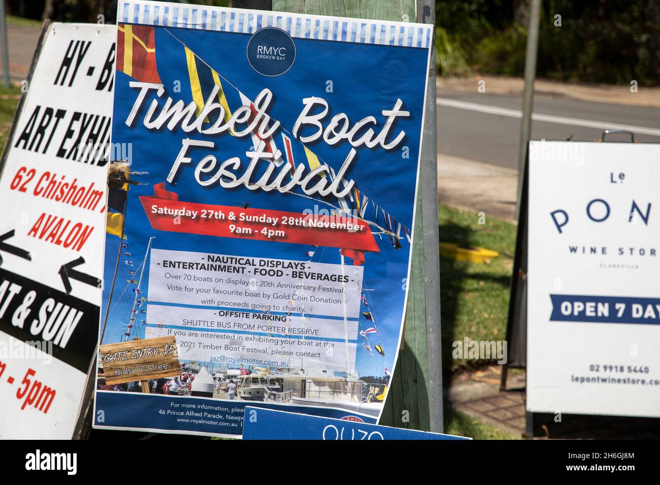 Timber wooden boat festival at Royal Motor Yacht club in Sydney,Australia Stock Photo