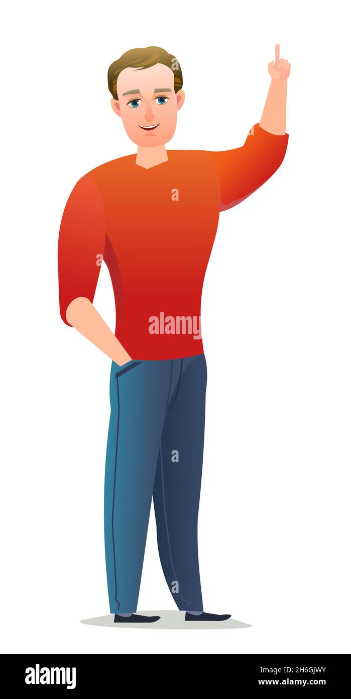 Handsome Man In Pants And Sweater Cheerful Middle Aged Guy Cheerful Person Standing Pose Cartoon Comic Style Flat Design Single Character Stock Vector Image Art Alamy