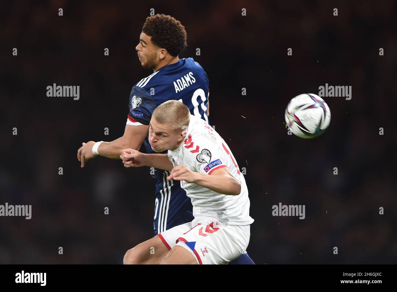 Glasgow, Scotland, 15th November 2021. Che Adams of Scotland and Rasmus
