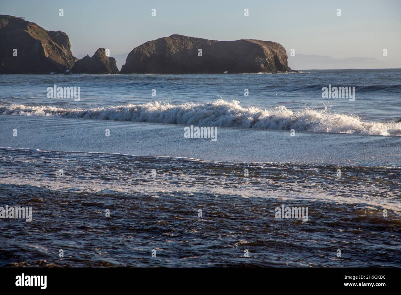 Marin Headlands is a beautiful natural area in the coastal peninsula of Marin County, California. It sits across the Golden Gate from San Francisco. Stock Photo