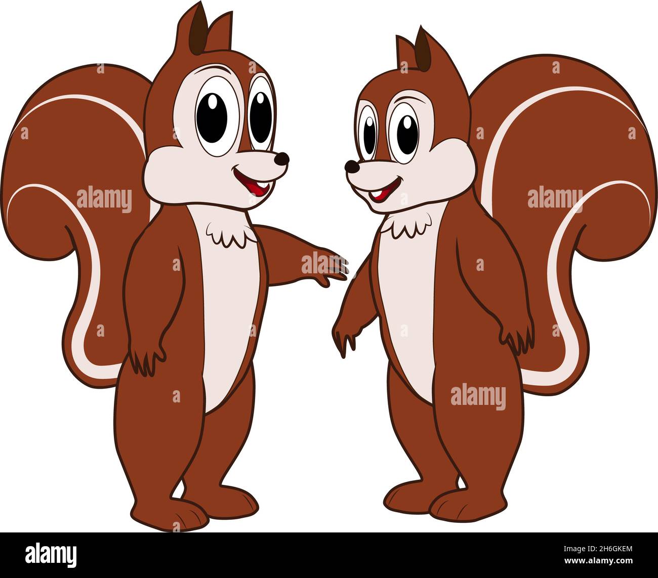 Cartoon of two cute friendly squirrels Stock Photo