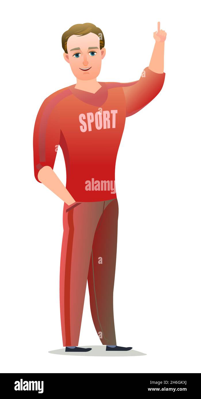 Man in tracksuit. Guy got ready for sports activities. Cheerful person