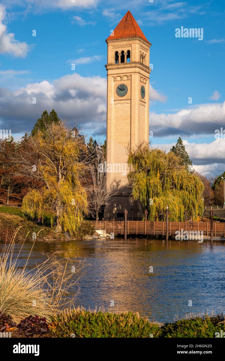 Clock Tower In Riverfront Park. Spokane, Washington. Stock Photo