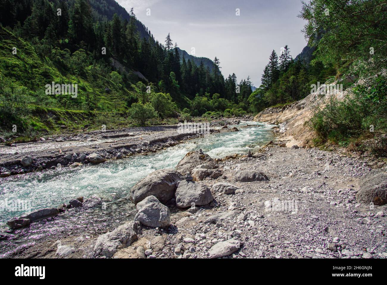 Beautiful view of the River Berchtesgaden Mountain in Bavaria, Summer ...