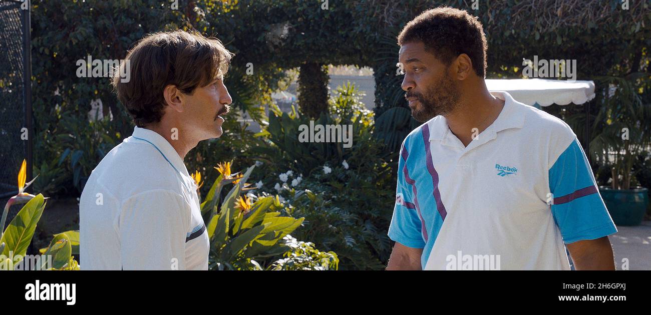 KING RICHARD, from left Jon Bernthal, Will Smith, as Richard