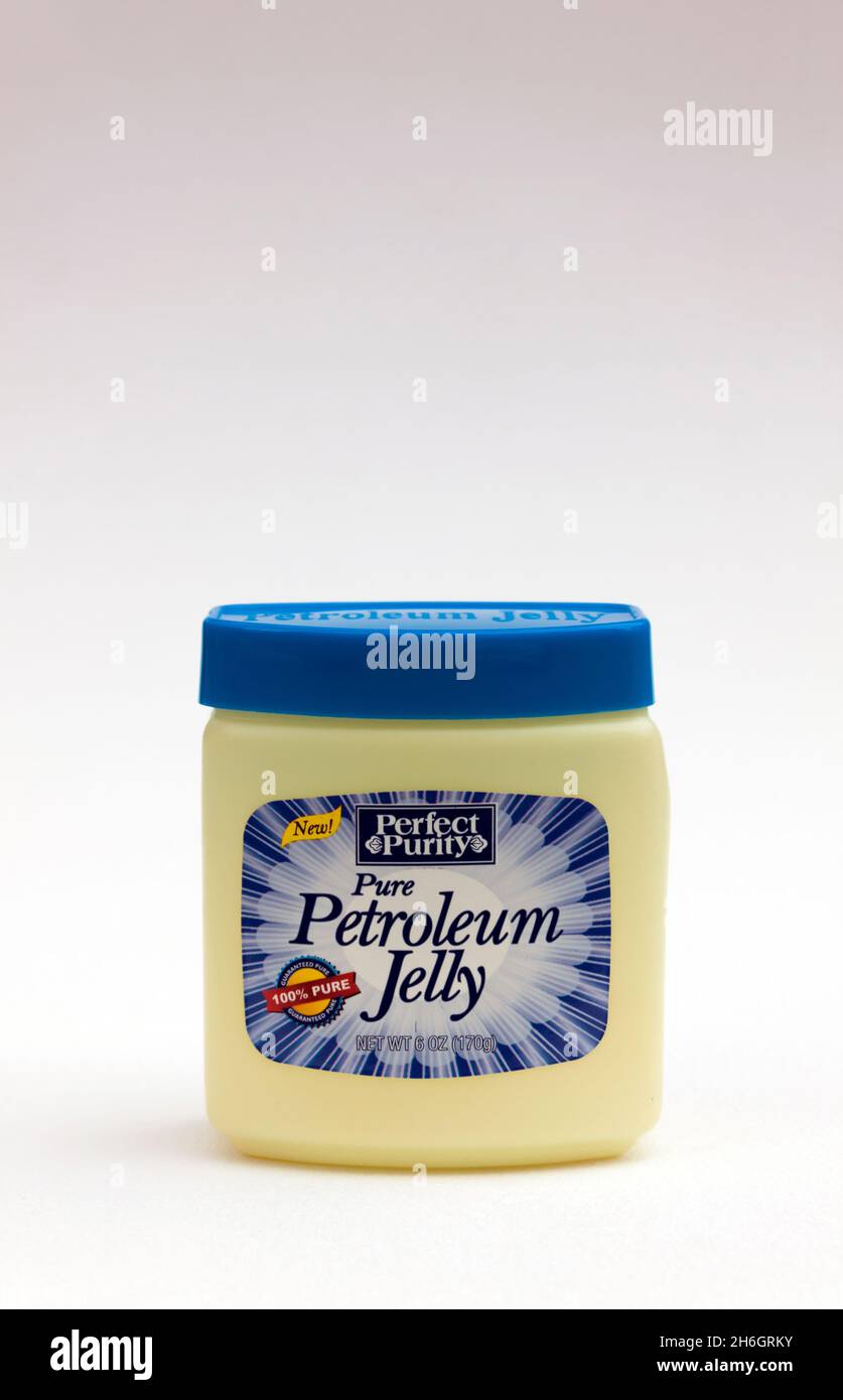 Jar of pure petroleum jelly. Stock Photo