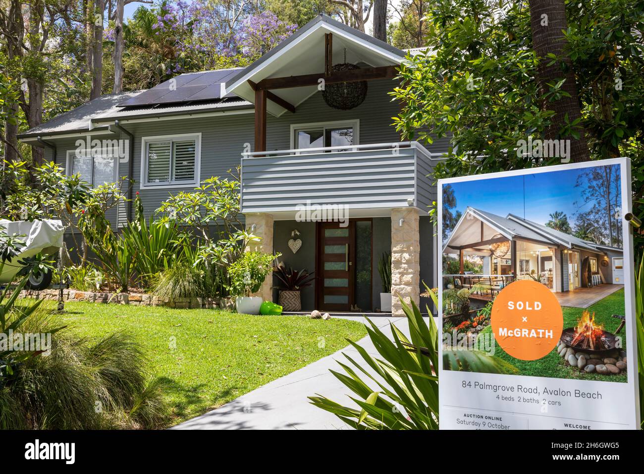 Australian detached luxury home in Avalon Beach sold by estate agent McGrath,Sydney,Australia Stock Photo