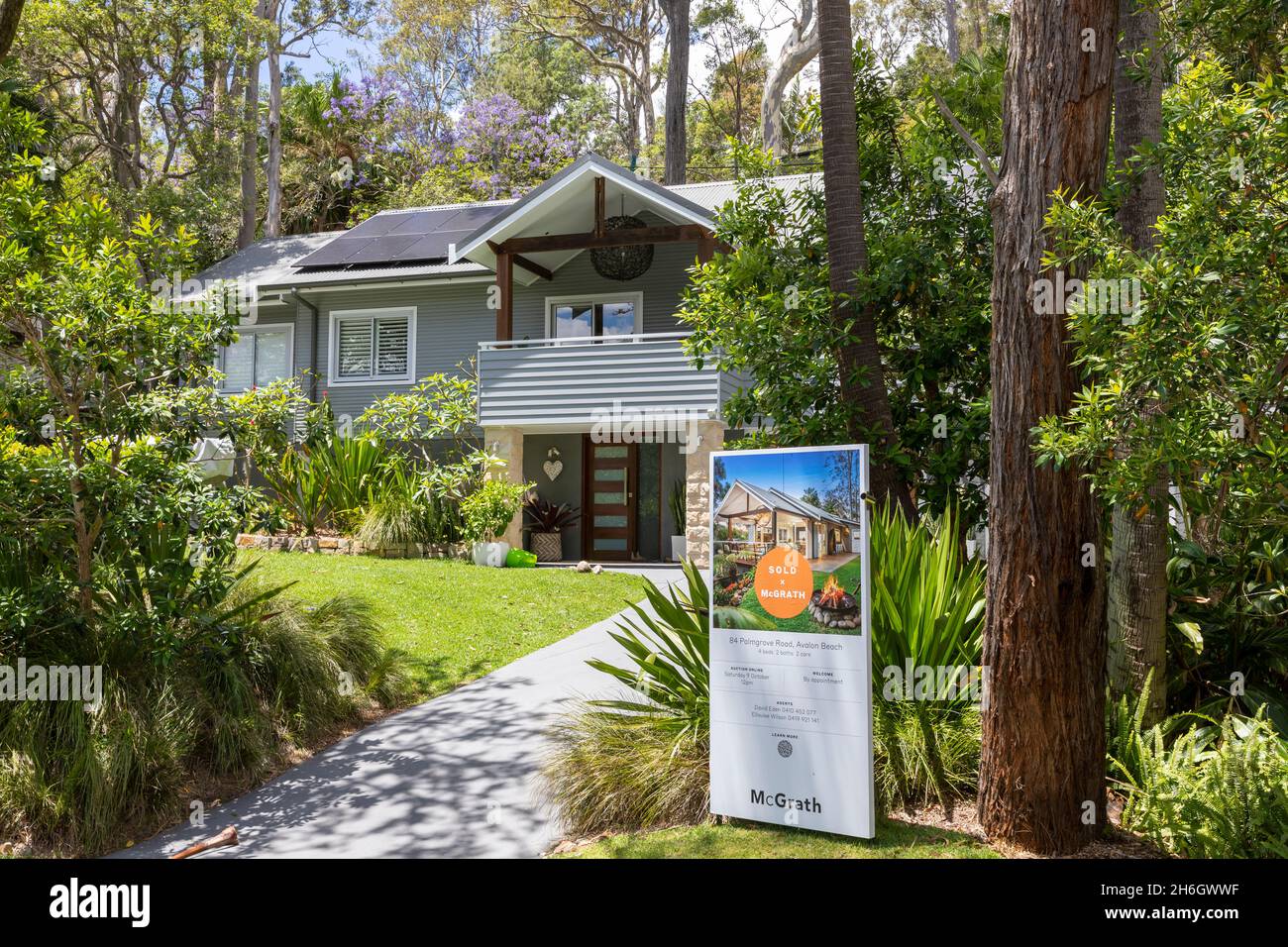 Australian detached luxury home in Avalon Beach sold by estate agent McGrath,Sydney,Australia Stock Photo