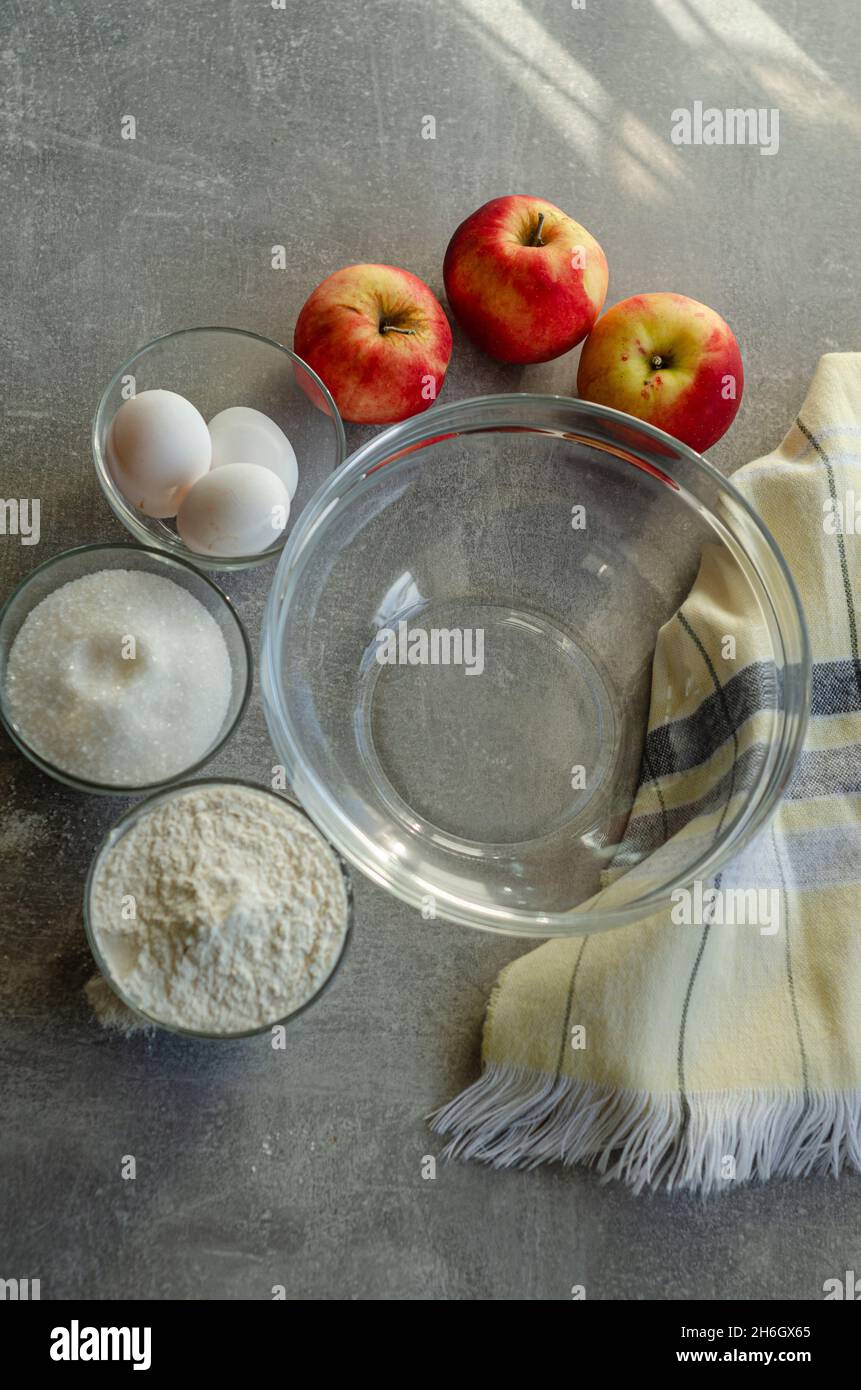 ingredients for apple pie, free space Stock Photo