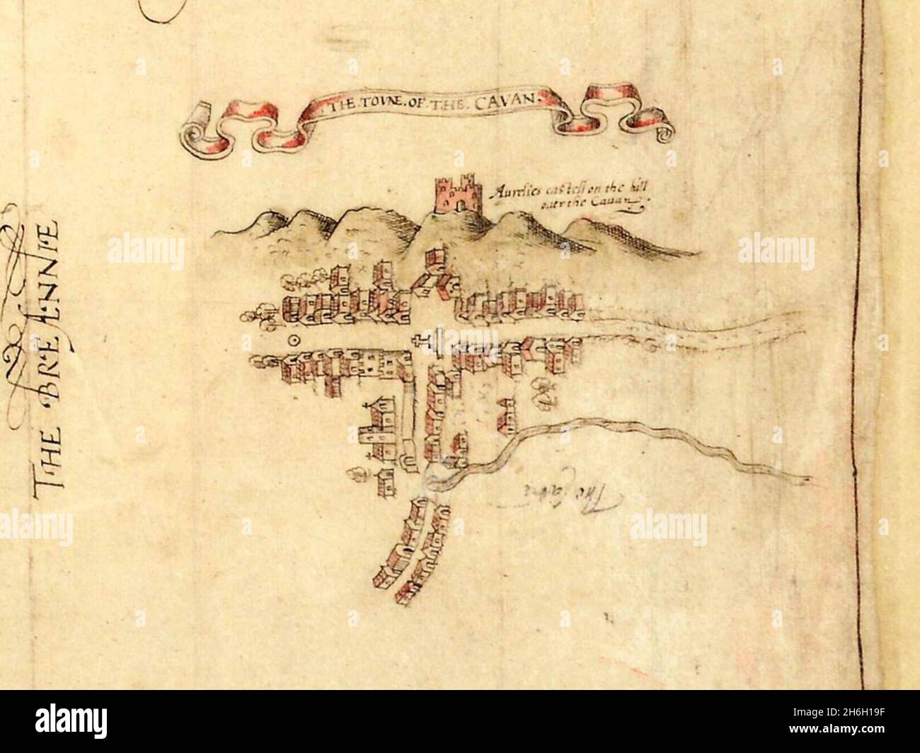 Map of Cavan town from 1591 Stock Photo