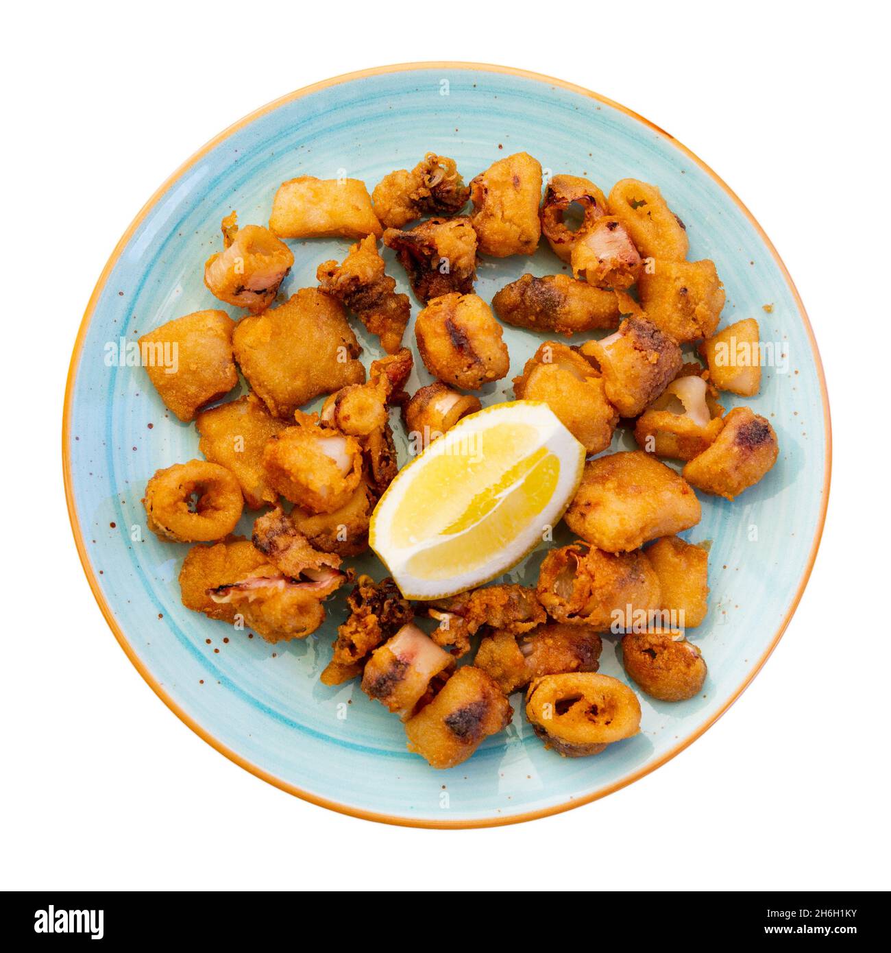 Spanish seafood dish battered fried baby squid Stock Photo Alamy