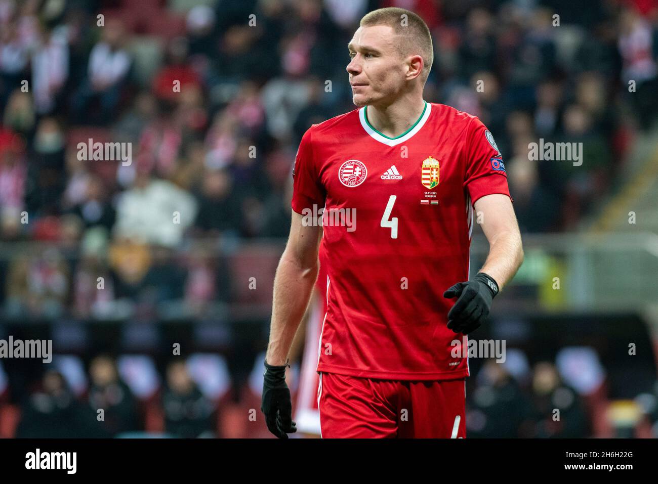 Warsaw, Poland. 16th Nov, 2021. Attila SZALAI of Hungary looks om during the 2022 FIFA World Cup Qualifier Group I match between Poland and Hungary at PGE National Stadium in Warsaw, Poland on November 15, 2021 (Photo by Andrew SURMA/ Credit: Sipa USA/Alamy Live News Stock Photo