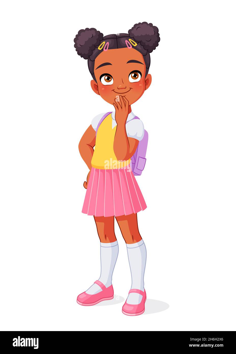 Thinking African American school girl. Cartoon vector illustration Stock  Vector Image & Art - Alamy