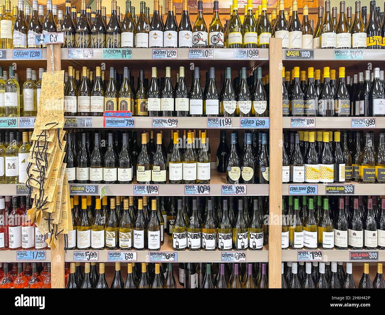 Wine aisle at local Trader Joe's.  Stock Photo