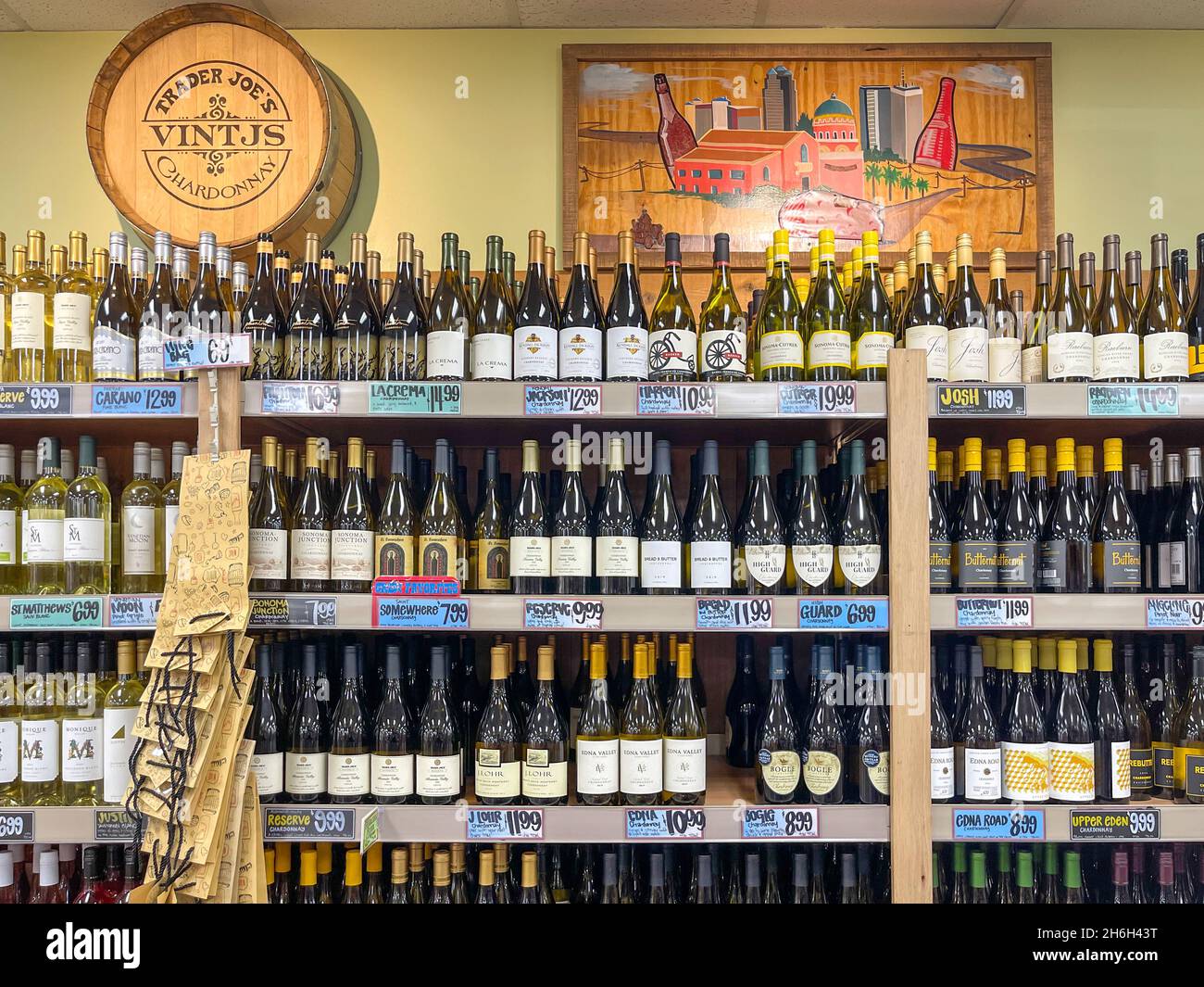 Wine selection at Trader Joe's store Stock Photo Alamy
