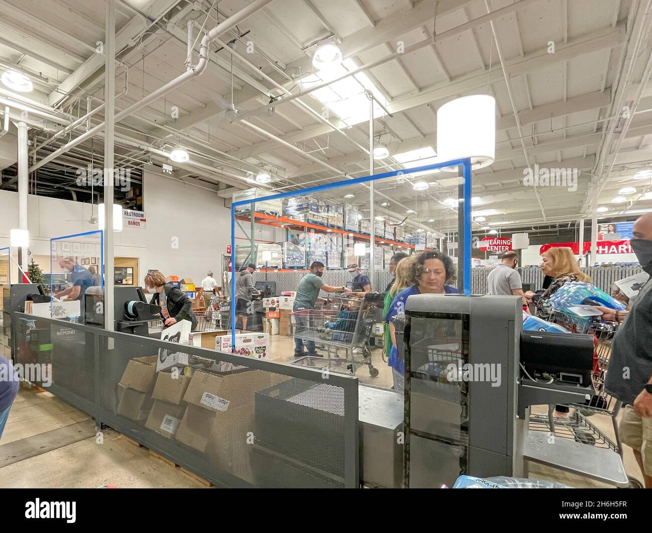 Self check-out at Costco Wholesale.  Stock Photo