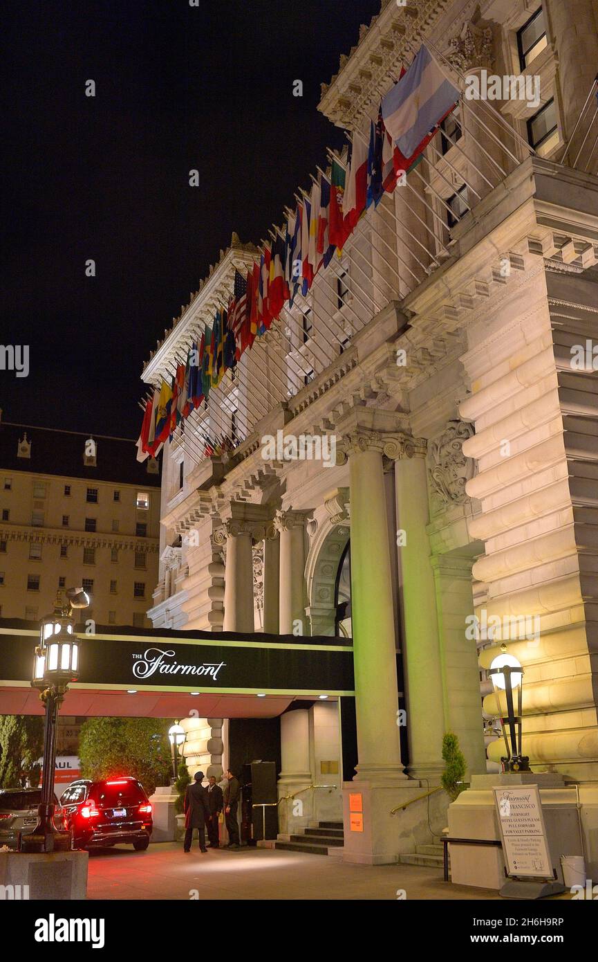 The Fairmont with its dazzling holiday display, featuring the world