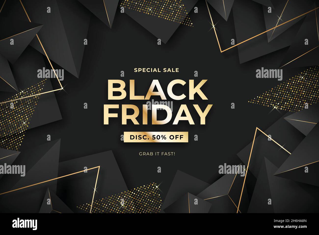 realistic polygonal black friday background vector design illustration Stock Vector