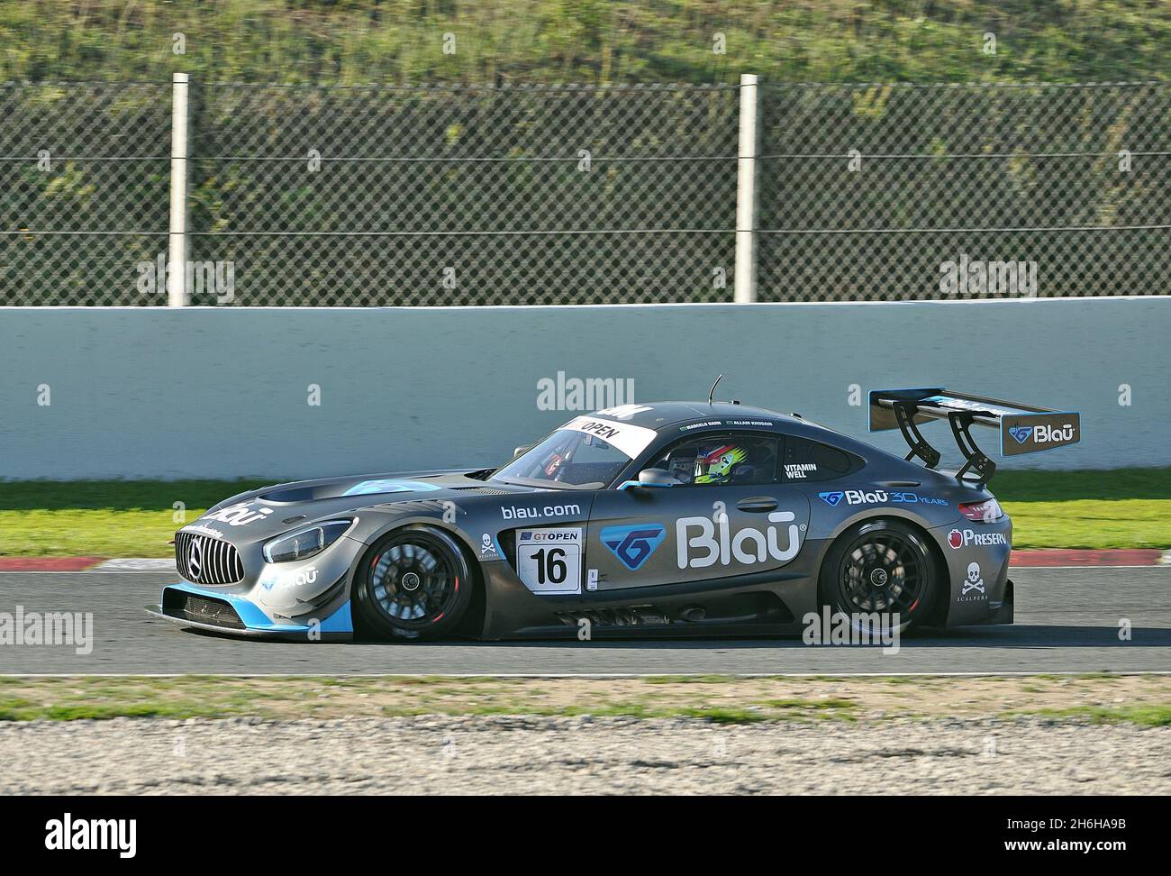 Mercedes AMG GT3-Team Driver School at the international motorsport GT3 championship of the Circuit de Barcelona Catalunya, Montmelo, Catalonia, Spain Stock Photo