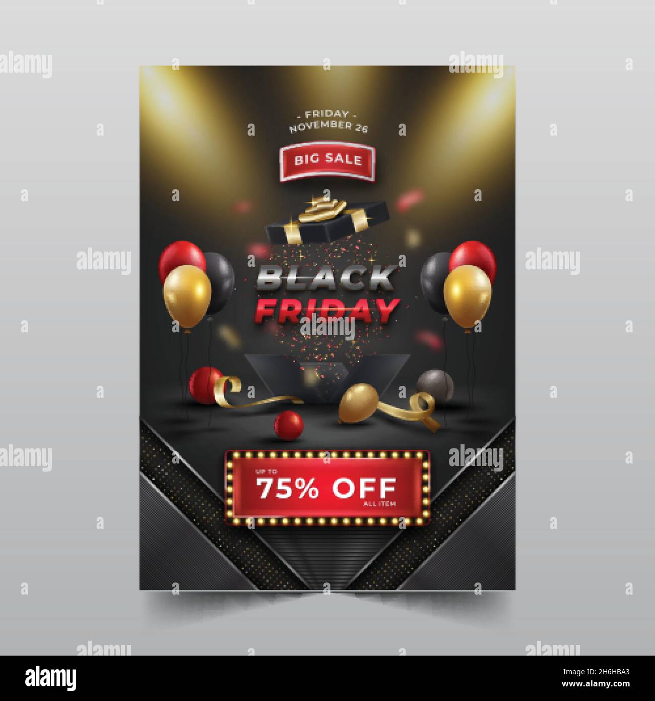 realistic black friday vertical poster template vector design illustration Stock Vector