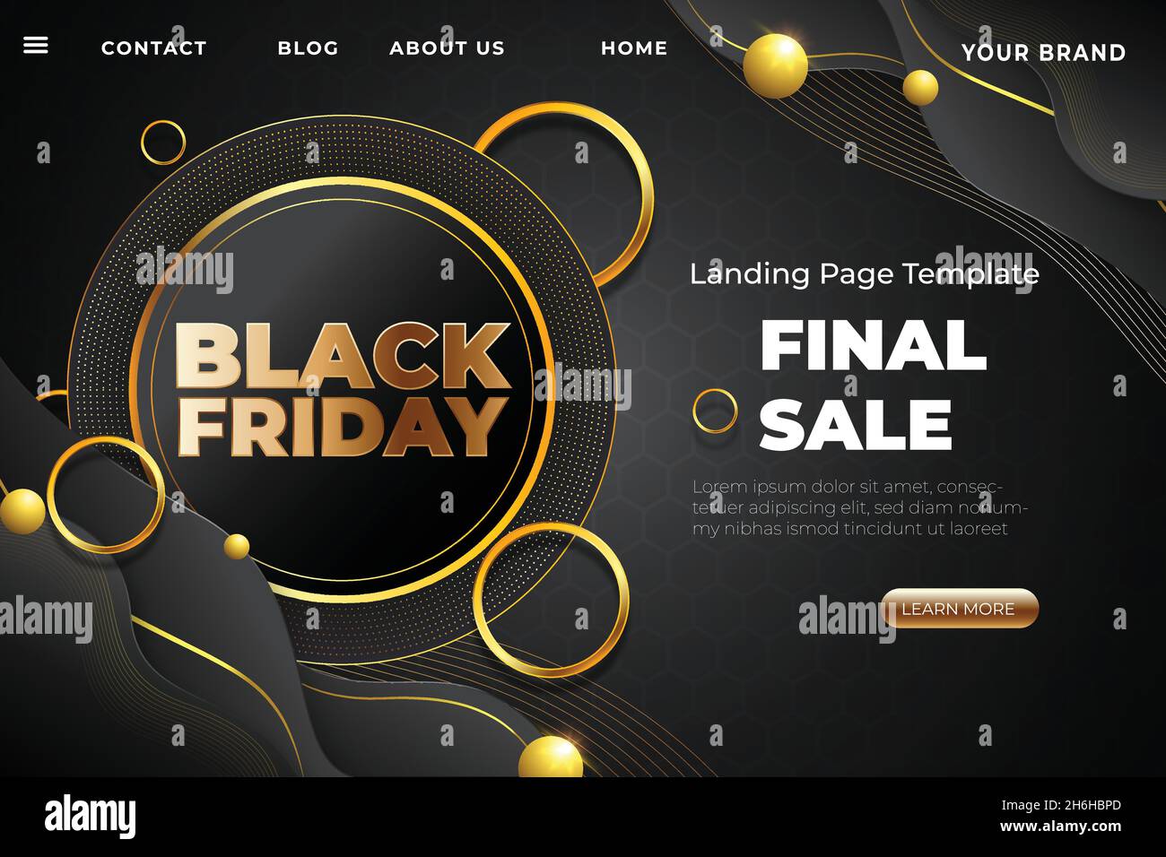 realistic black friday landing page template vector design illustration Stock Vector