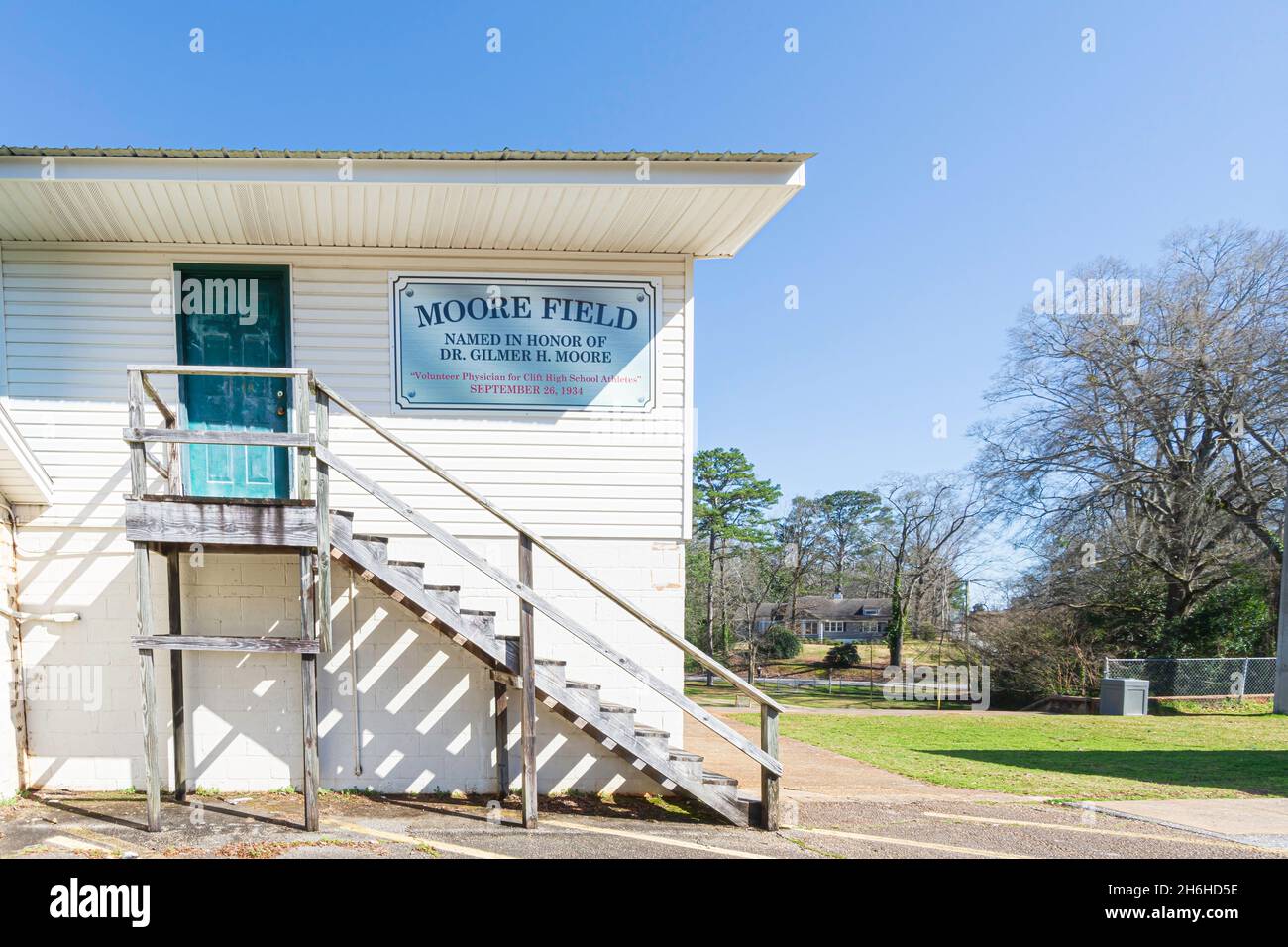 Opelika, Alabama, USA-March 3, 2021: Moore Stadium on 7th Street in Opelika, part of the parks and recreation system. This field was named in honor of Stock Photo