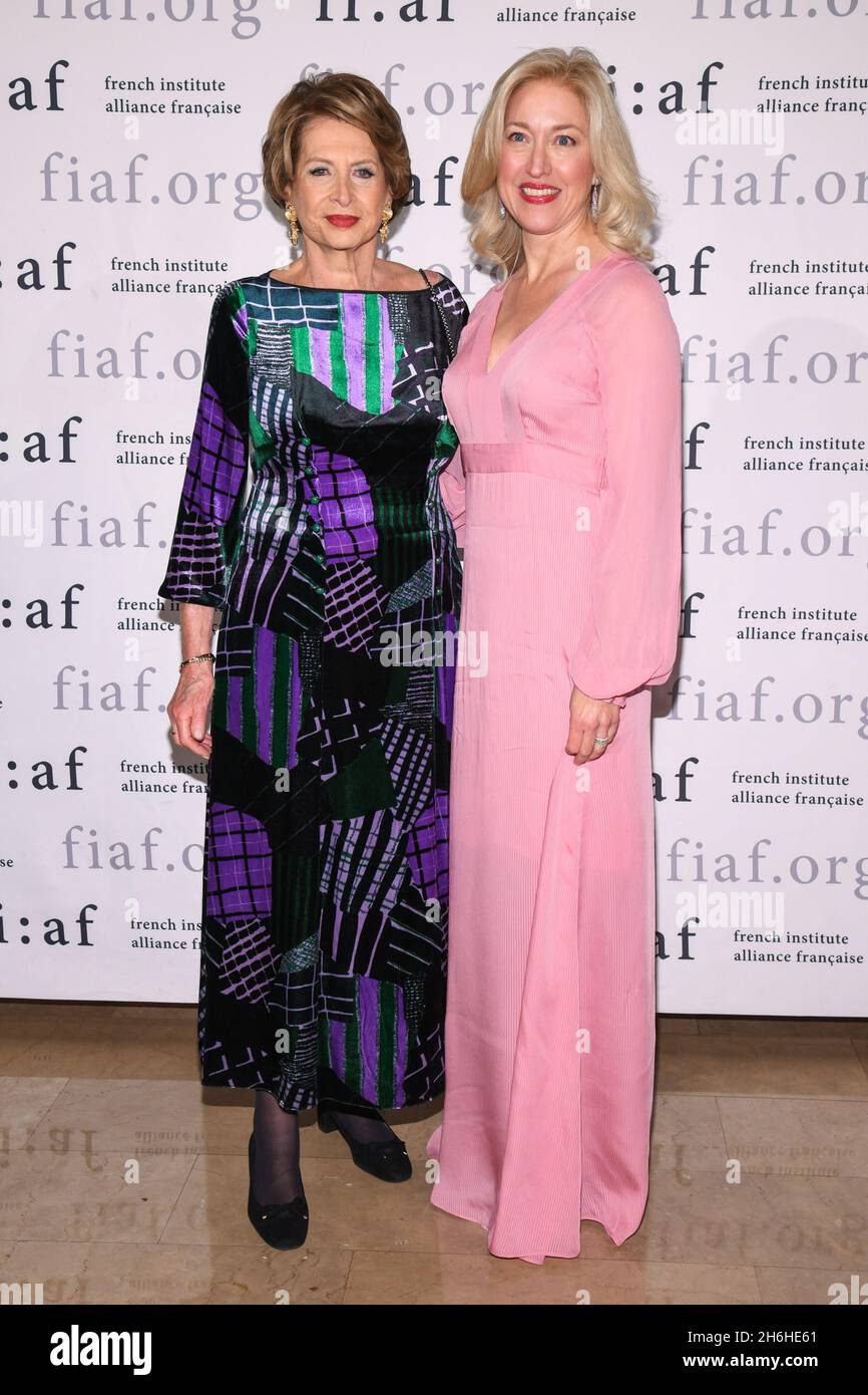 Marie-Monique Steckel and Marie Noelle Pierce walk the red carpet at the FIAF French Institute Alliance Française Trophée des Arts Gala 2021 held at The Plaza Hotel in New York, NY on Nov. 15, 2021. (Photo by Anthony Behar/Sipa USA) Stock Photo