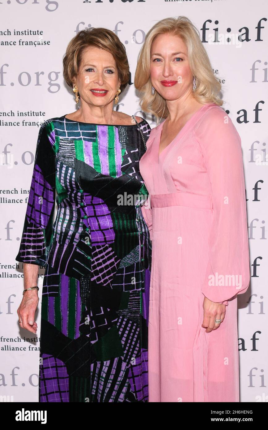 Marie-Monique Steckel and Marie Noelle Pierce walk the red carpet at the FIAF French Institute Alliance Française Trophée des Arts Gala 2021 held at The Plaza Hotel in New York, NY on Nov. 15, 2021. (Photo by Anthony Behar/Sipa USA) Stock Photo