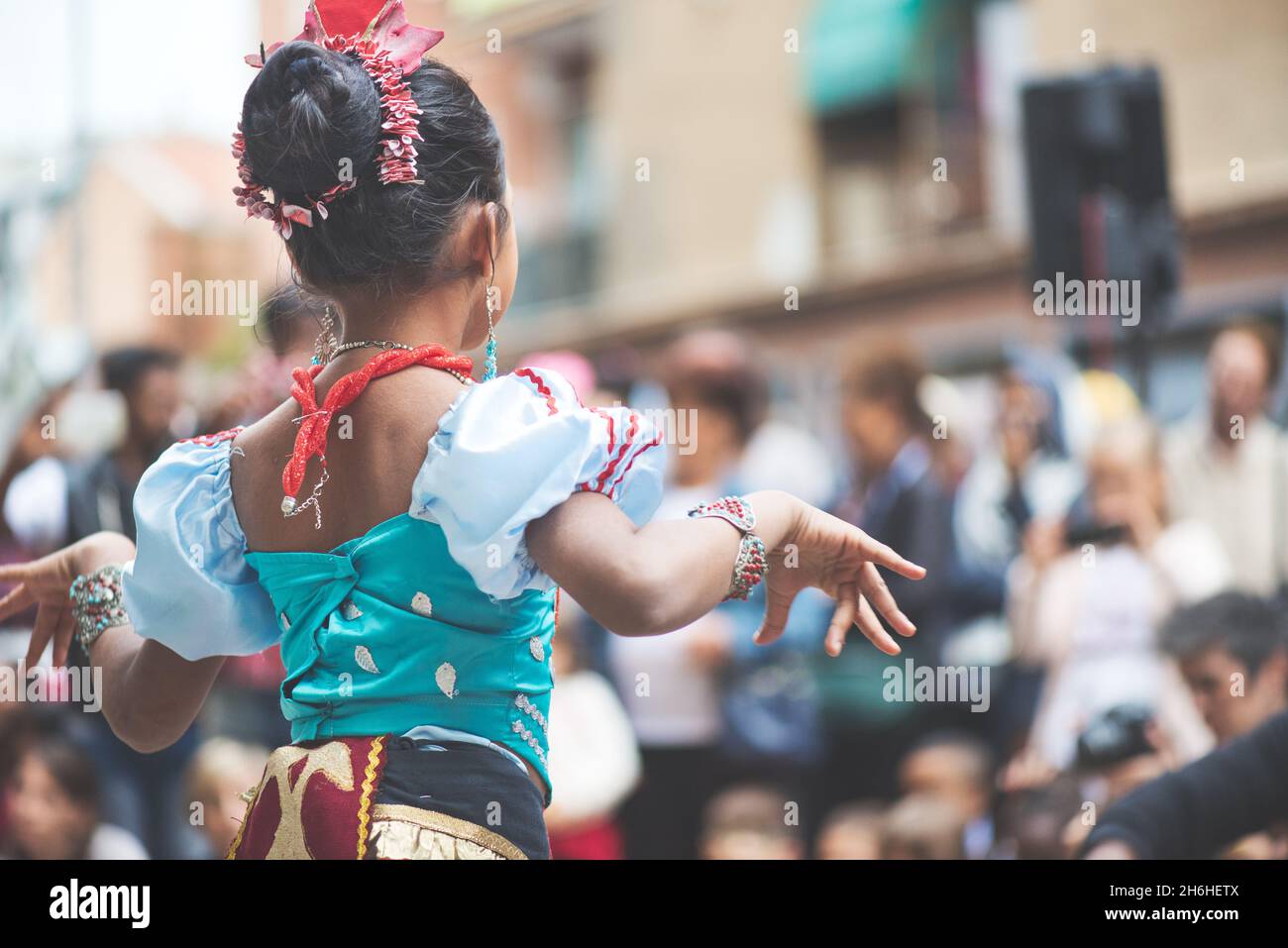Milan Italy 30 September 201i: Sri Lankan girl during a dance show in the street Stock Photo