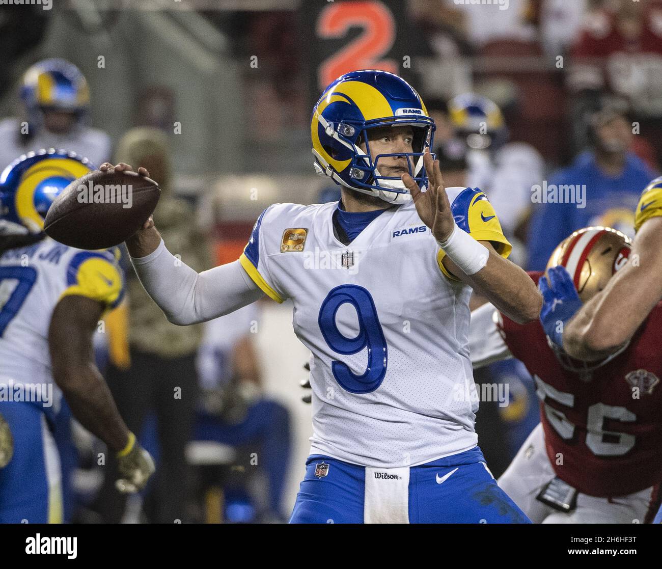 Photo: Rams Leonard Floyd tackles 49ers quarterback Jimmy Garoppolo at SoFi  Stadium - LAP2022103003 