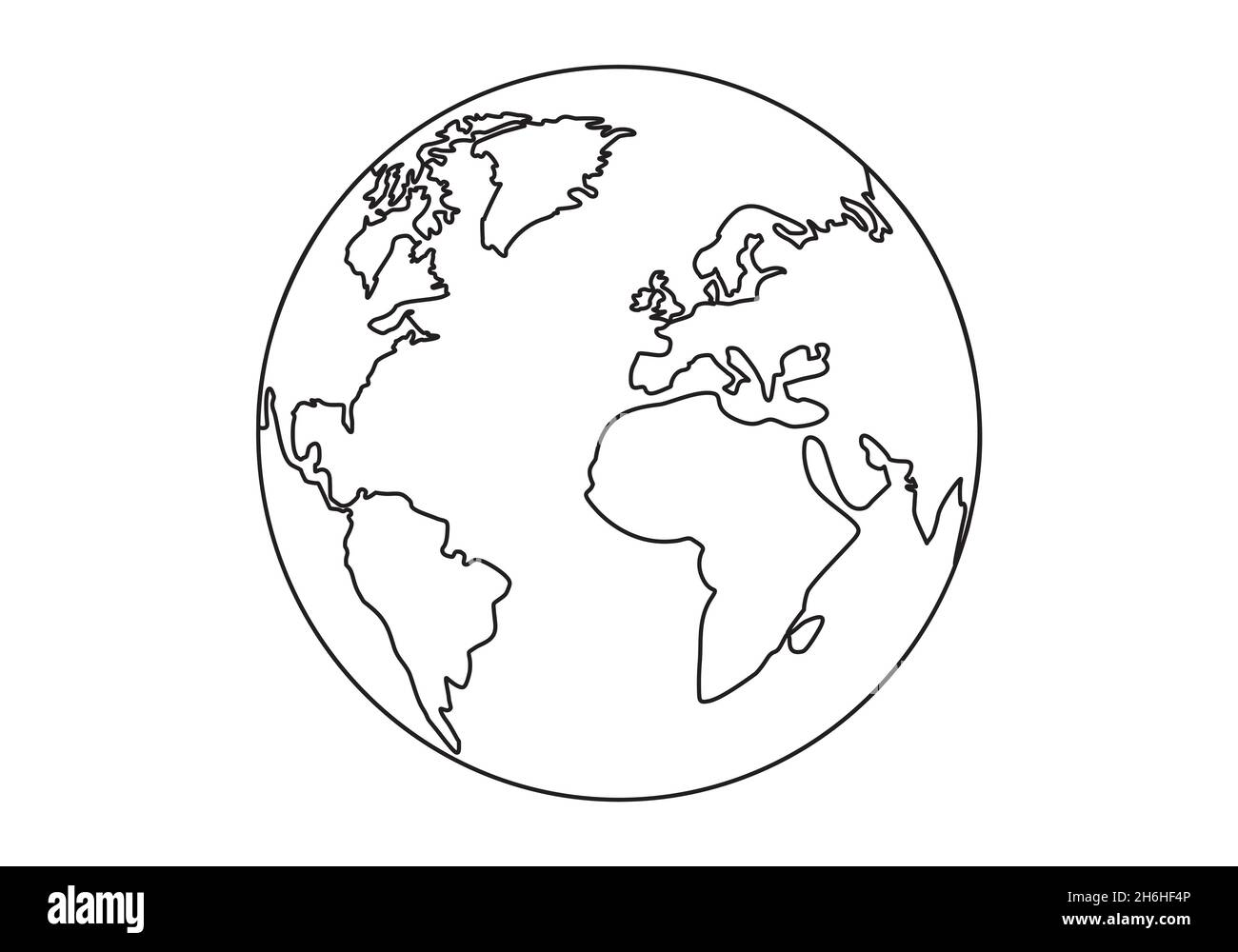 Earth World globe continuous simple line in vector format Stock Vector
