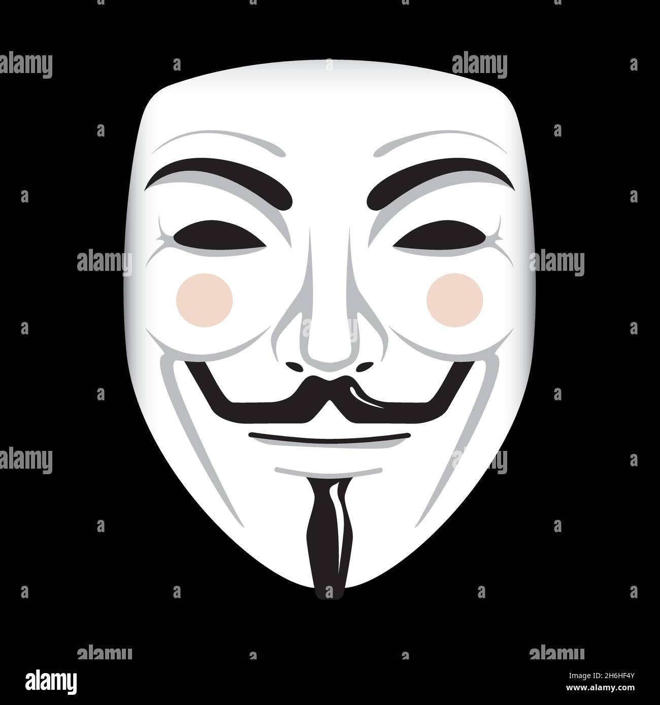 Vendetta mask, symbol of the Anonymous movement hacktivism, in vector format Stock Vector