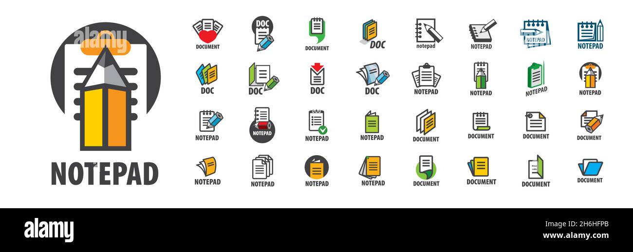 A set of vector icons with the image of a notepad for writing Stock ...