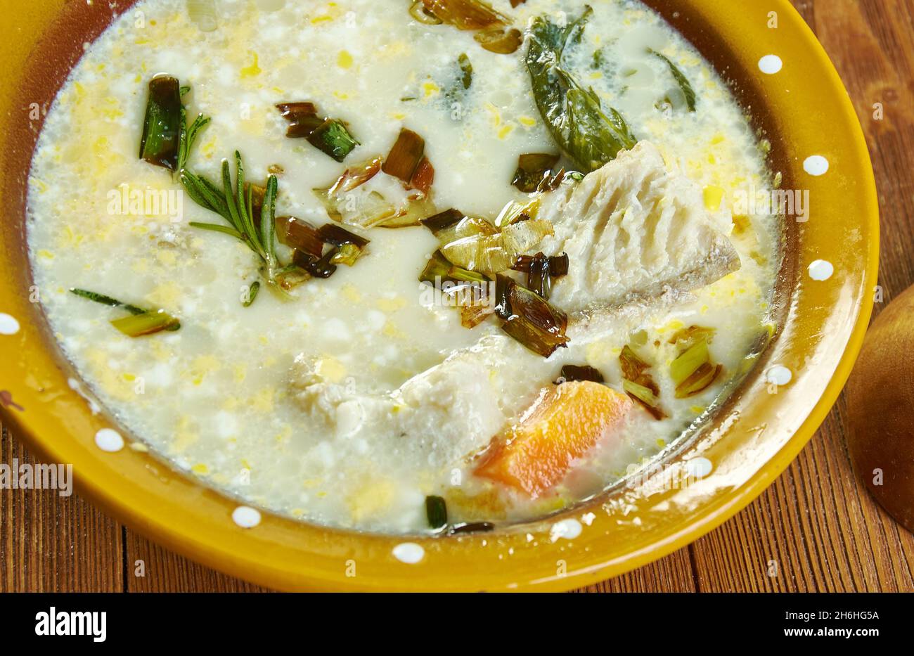 New EnglandStyle Fish Chowder close up Stock Photo Alamy