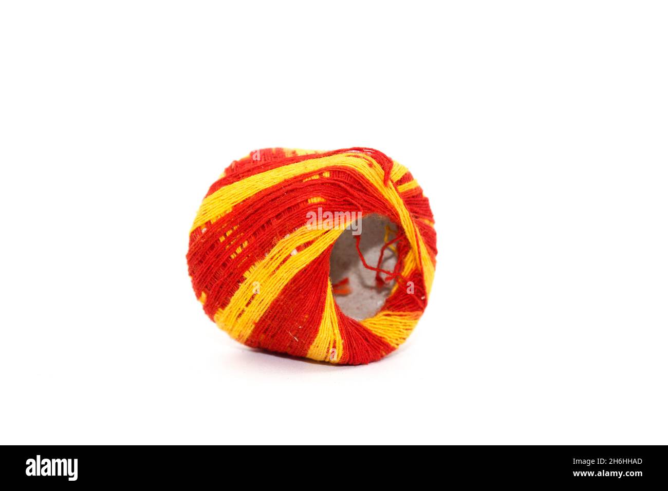 Red thread isolate on white background. Selective focus Stock Photo - Alamy