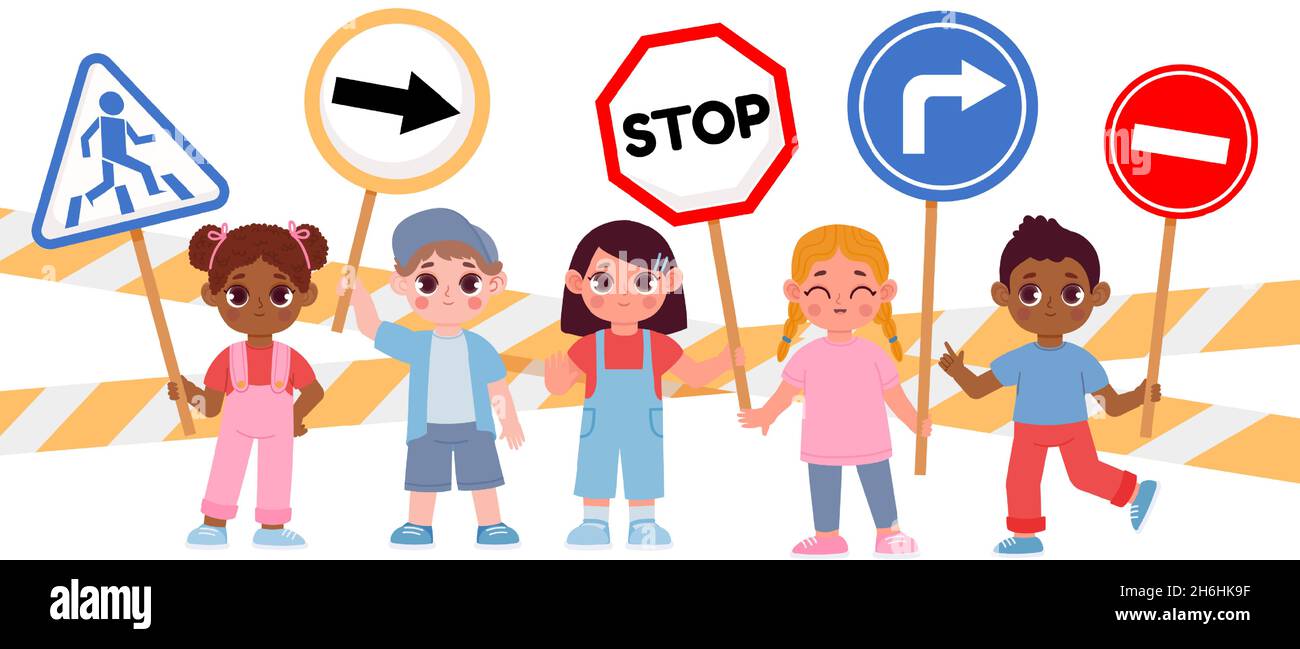 Traffic Sign Zurück Zu Schule Kinder Stock-Illustration - Getty Images