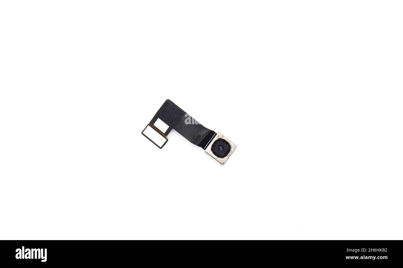 Mobile camera on white background with selective focus Stock Photo