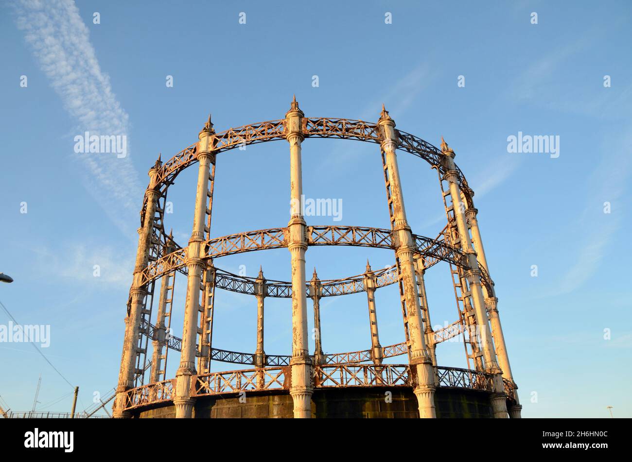 disused gas storage container admiralty road great yarmouth england UK