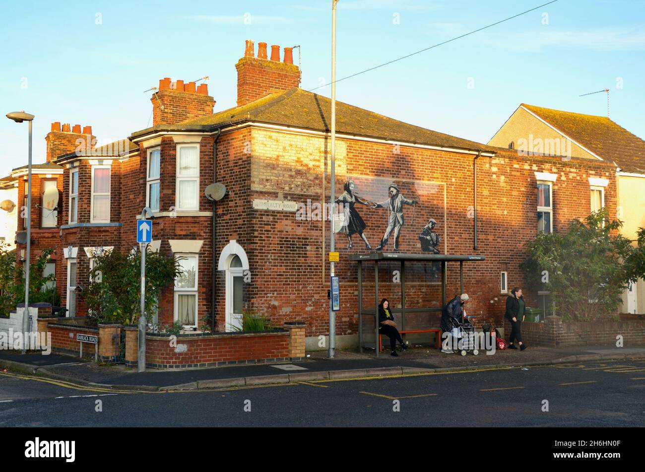 Great British Spraycation; banksy graffiti art on admiralty road great