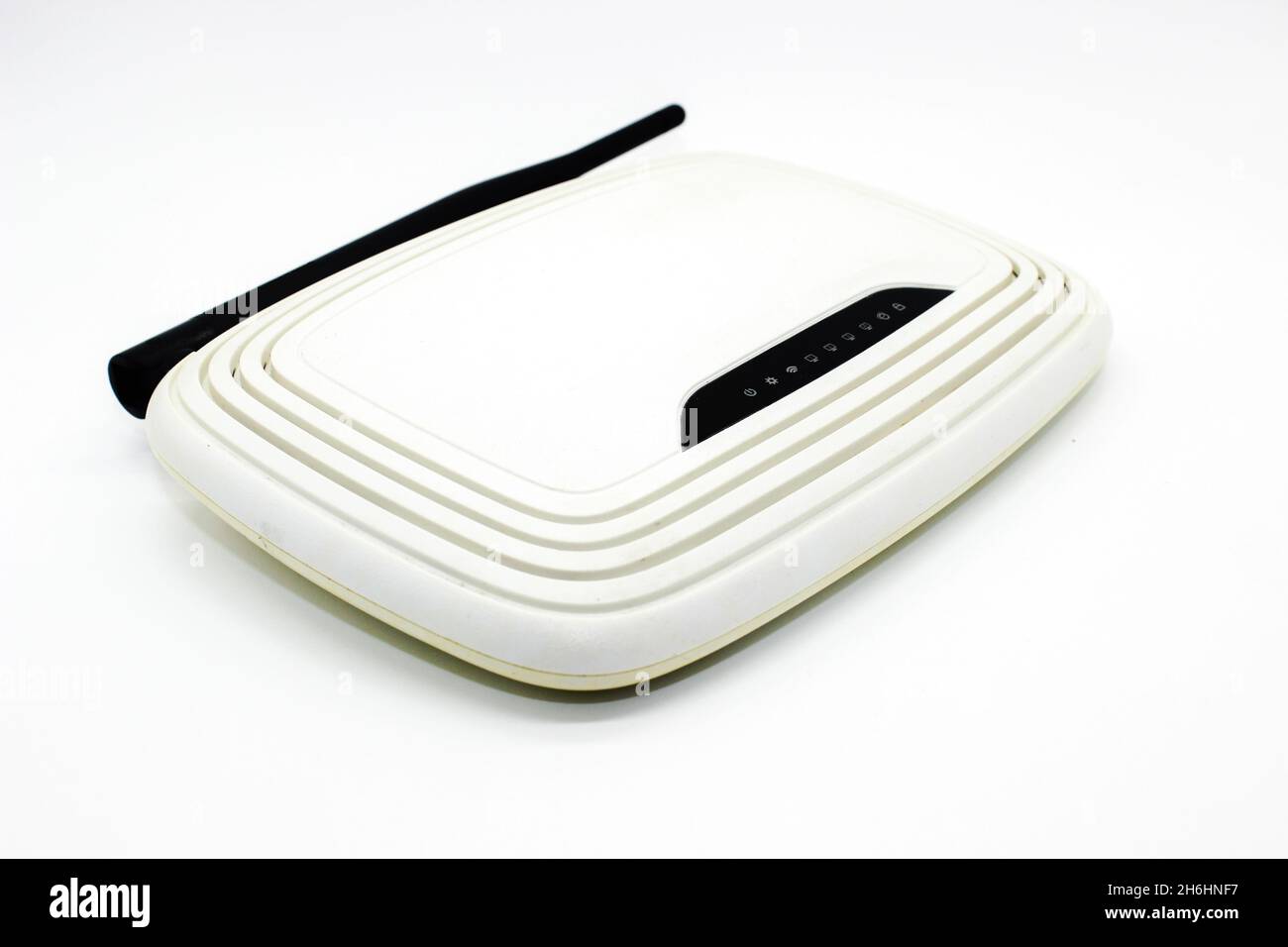 A picture of router isolated on white background with selective focus ...