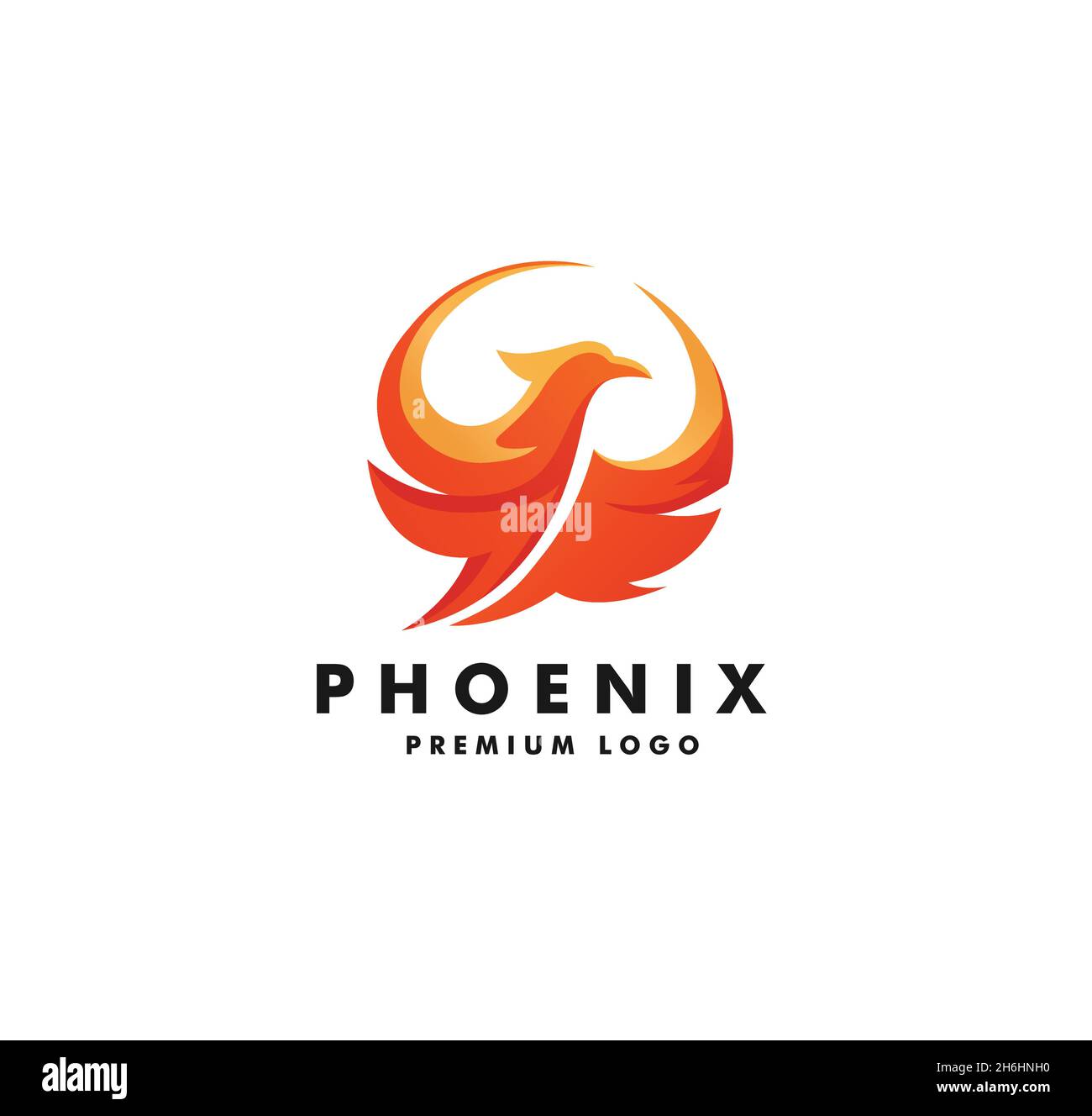 Creative simple phoenix bird circle logo concept, best phoenix bird logo design Stock Vector