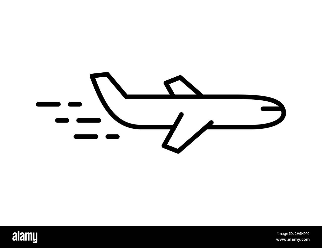 Cargo airplane line icon. Fast shipping idea. Delivery by air concept. International trading. Aircraft flying. Passenger plane. Transportation. Vector Stock Vector